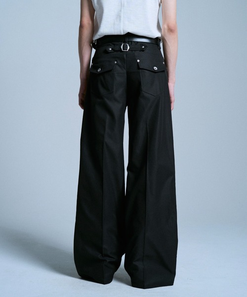 Camphor wood スラックス PRESSED POLYESTER FLARE SLACKS / センター