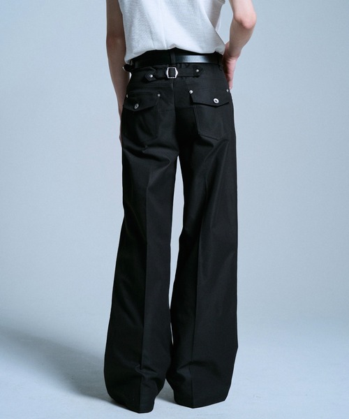 Camphor wood スラックス PRESSED POLYESTER FLARE SLACKS / センター