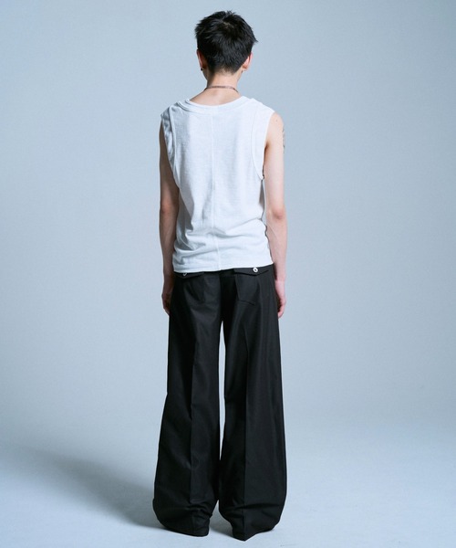 Camphor wood スラックス PRESSED POLYESTER FLARE SLACKS / センター