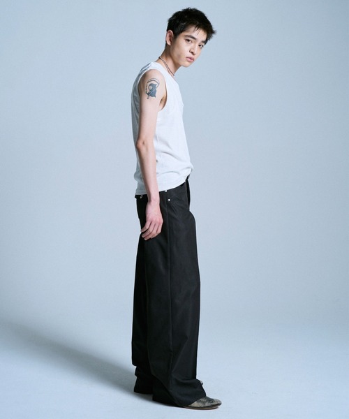 CAMPHOR WOOD スラックス PRESSED POLYESTER FLARE SLACKS / センター