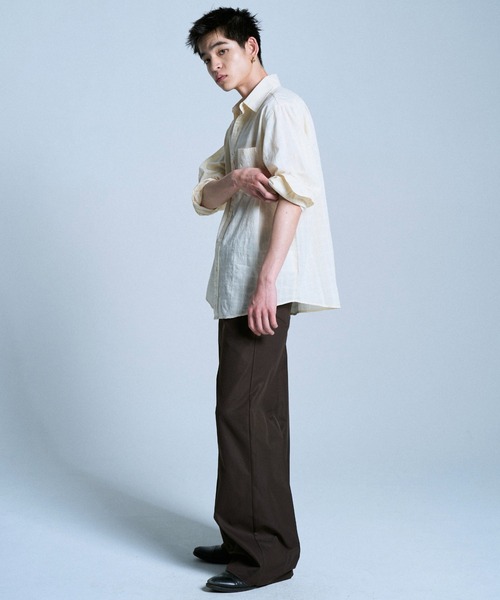 Camphor wood スラックス PRESSED POLYESTER FLARE SLACKS / センター