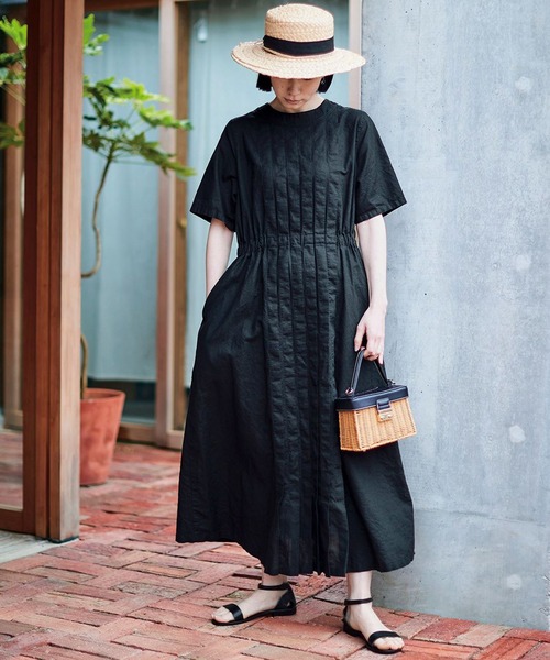 「Sunny clouds」 半袖ワンピース X-LARGE ブラック レディース_画像2