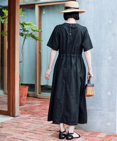 「Sunny clouds」 半袖ワンピース X-LARGE ブラック レディース_画像8