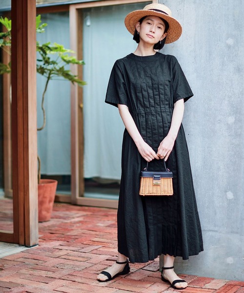 「Sunny clouds」 半袖ワンピース X-LARGE ブラック レディース_画像9