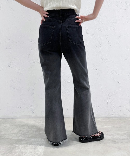 「apres jour mignon」 ブーツカットデニムパンツ MEDIUM ブラック レディース_画像5