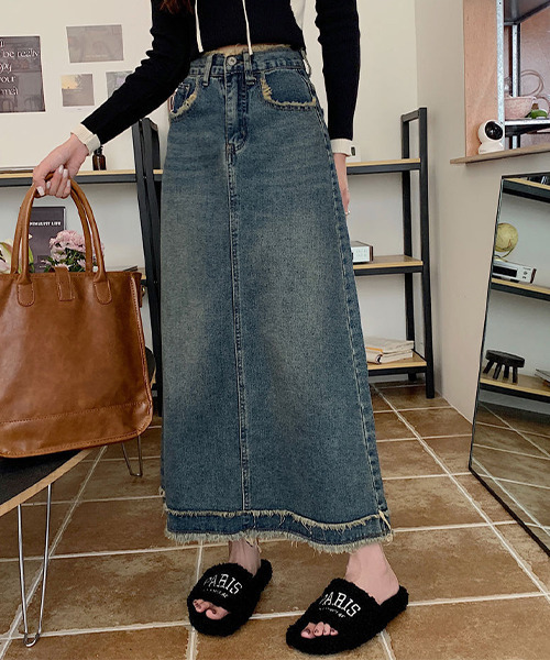 「c.u.l」 デニムスカート L ブルー レディース_画像8