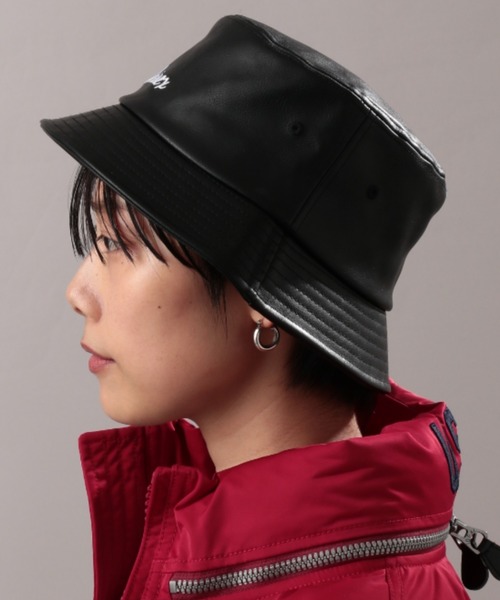 帽子 ハット 【直営店限定】フェイクレザー バケットハット/ FAKE