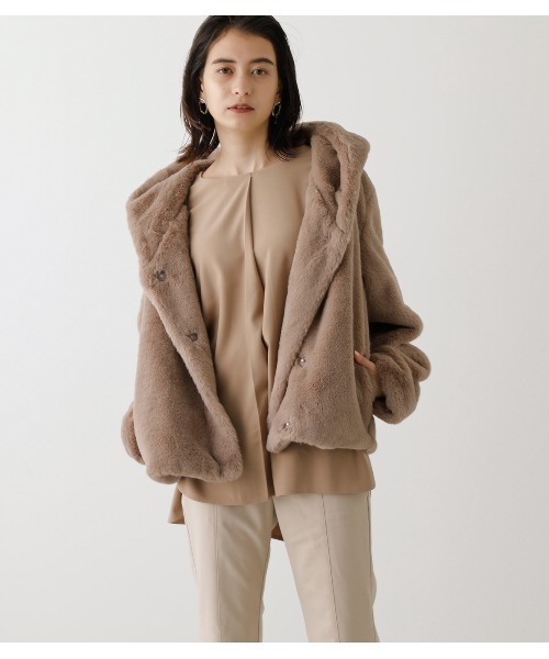 AZUL BY MOUSSY アウター FLUFFY HOODIE SHORT COAT