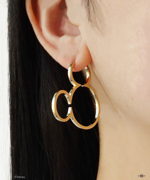 e.m.　ミッキー　ピアス e.m. ピアス Mickey Mouse silhouette hoop pierce レディース