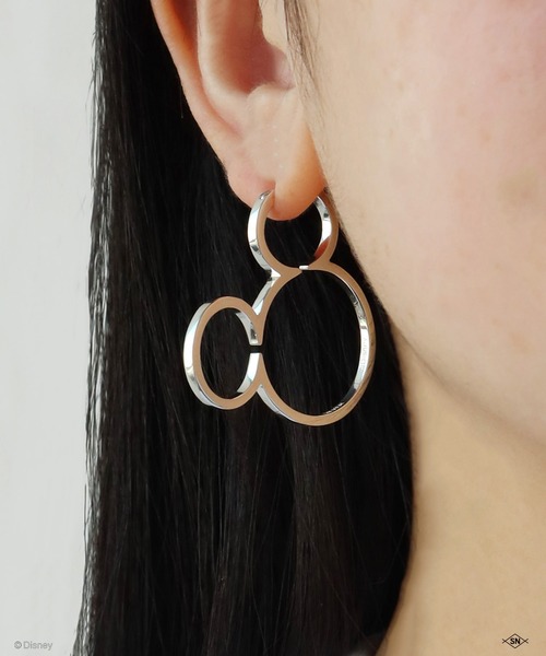 e.m.　ミッキー　ピアス e.m. ピアス Mickey Mouse silhouette hoop pierce レディース