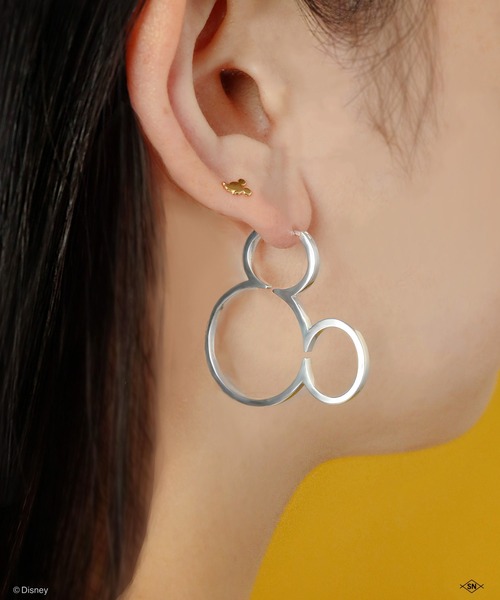 e.m.　ミッキー　ピアス e.m. ピアス Mickey Mouse silhouette hoop pierce レディース