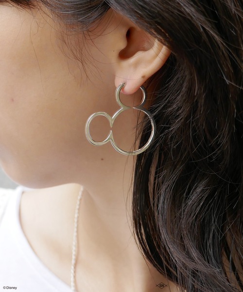 e.m. ピアス Mickey Mouse silhouette hoop pierce レディース