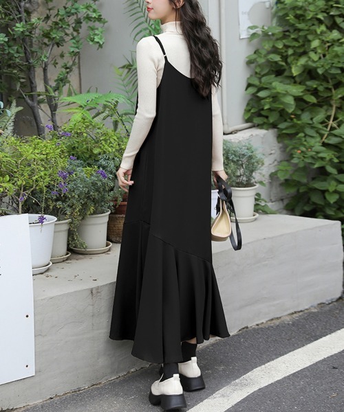 louiosy ルオシー LL キャミソールフレアワンピース Louiosy 「Louiosy」 キャミソールワンピース LL ブラック