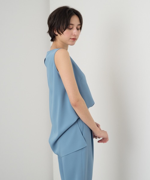ANAYI ブラウス シャツ ダブルストレッチノースリーブ