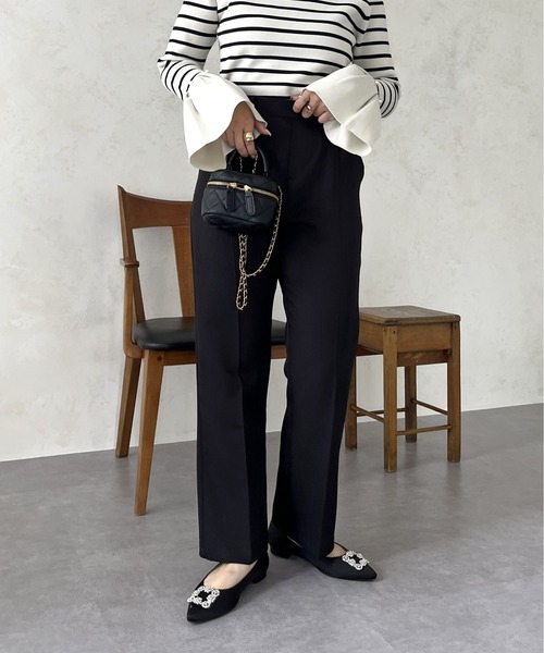 prose verse（プロズヴェール） スラックス パンツ スリムラインひざ下