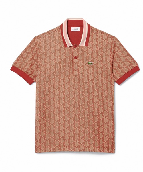 LACOSTE ポロシャツ モノグラムジャカード半袖ポロシャツ メンズ