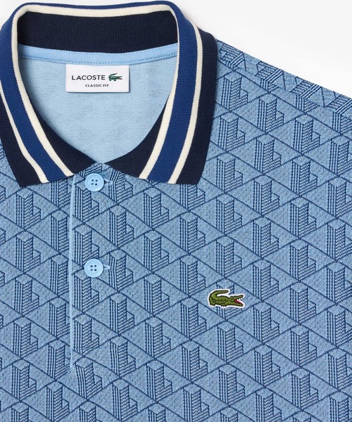 LACOSTE ポロシャツ モノグラムジャカード半袖ポロシャツ メンズ