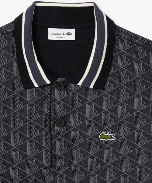 LACOSTE モノグラム　ポロシャツ LACOSTE ポロシャツ モノグラムジャカード半袖ポロシャツ メンズ