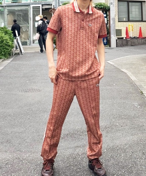 LACOSTE モノグラムジャカードポロシャツ US M ラコステ LACOSTE モノグラムジャカードポロシャツ （ベージュ