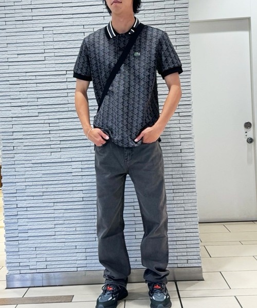 LACOSTE ポロシャツ モノグラムジャカード半袖ポロシャツ メンズ