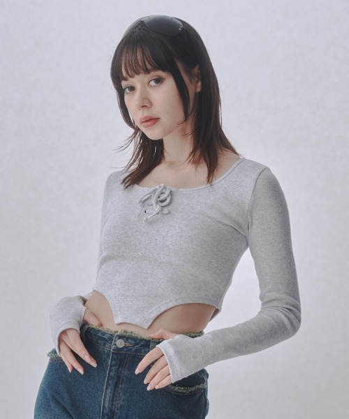 JUST A NOON tシャツ レースアップデザインカットトップス