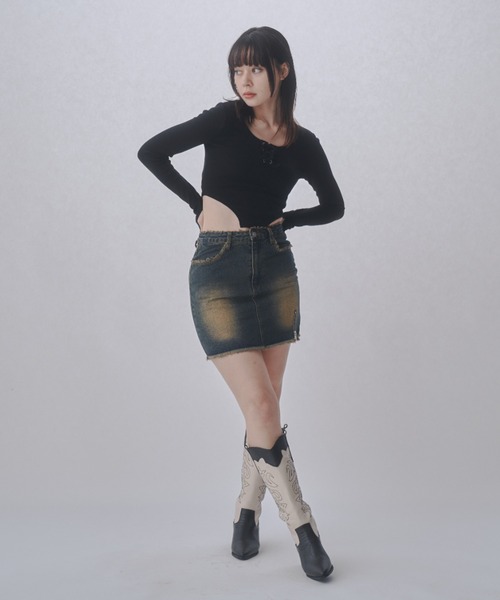 just a noon Tシャツ　完売品 JUST A NOON tシャツ レースアップデザインカットトップス