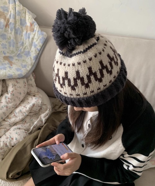 ニット帽 ニットキャップ NORDIC RETRO WOOL KNIT CAP レディース