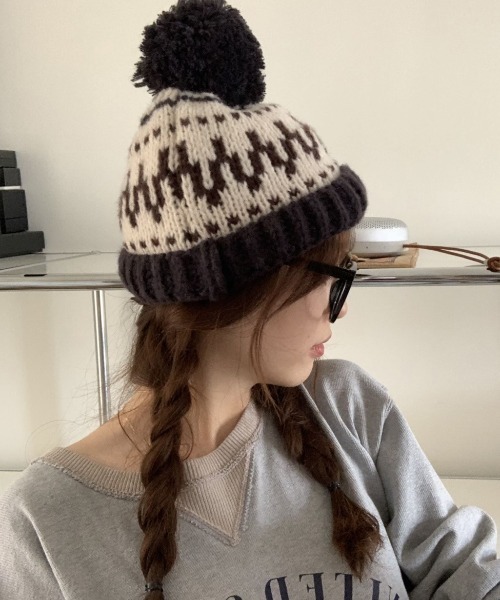 ニット帽 ニットキャップ NORDIC RETRO WOOL KNIT CAP レディース