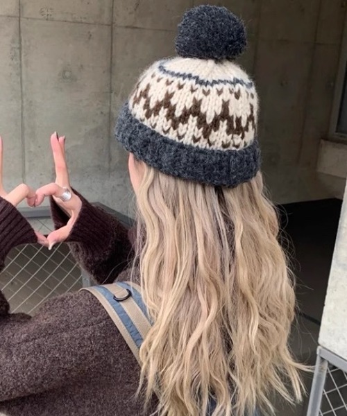 ニット帽 ニットキャップ NORDIC RETRO WOOL KNIT CAP レディース