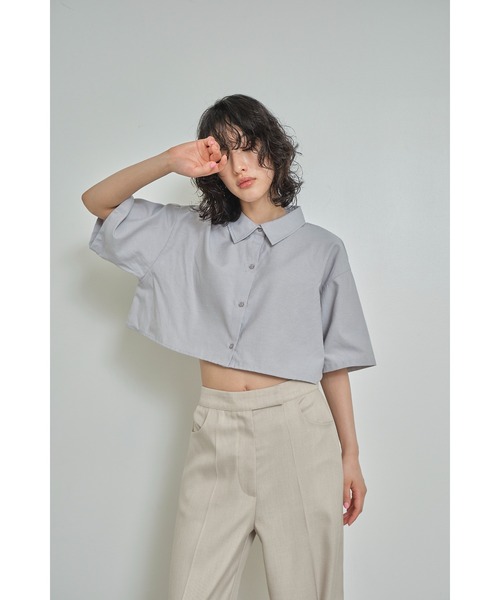トップス omiya ブラウス シャツ クロップド丈ハーフスリーブシャツ レディース
