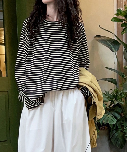 tシャツ ダンボールラグランスリーブプルオーバー レディース human woman｜◇ダンボールラグランスリーブプルオーバー