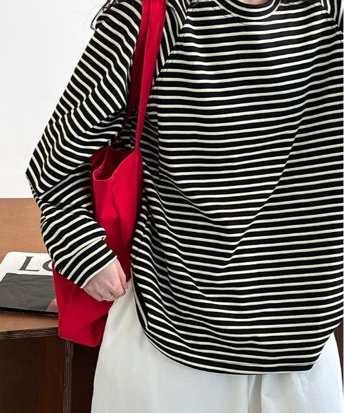 tシャツ ダンボールラグランスリーブプルオーバー レディース human woman｜◇ダンボールラグランスリーブプルオーバー