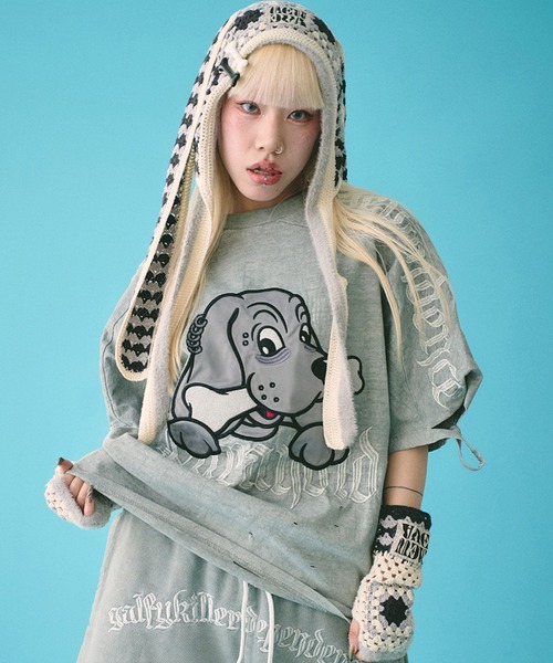 【GALFY】長袖Tシャツ ダメージ加工 刺繍 病みに染まりしロングスリーブＴ GALFY（ガルフィー） tシャツ 「GALFY/ガルフィー」病みに染まりし T