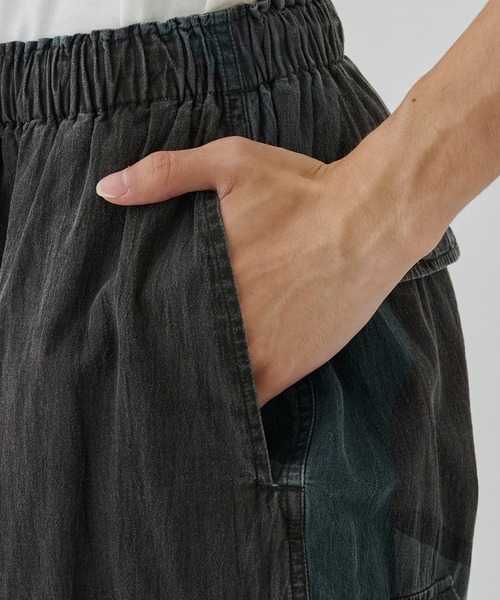 marka ポリエステルリネン カーゴパンツ　ファティーグパンツ　黒 marka（マーカ） ワイドパンツ カーゴパンツ FATIGUE PANTS メンズ