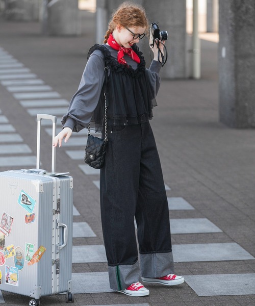 【美品✨】LIVINGTONE DOLKワイドデニムパンツ ロールアップ 36 FREAK'S STORE/ロールアップ ワイドデニム｜Daytona Park