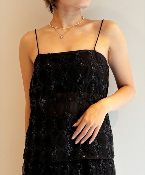 キャミソール TULLE SEQUINS CAMI TOP