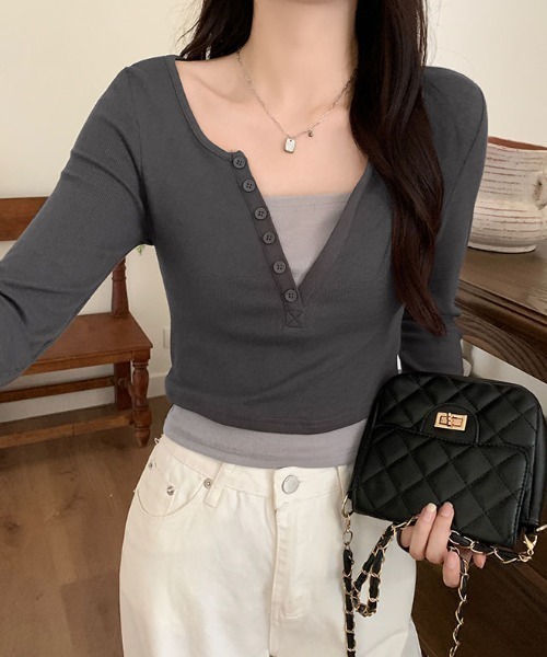 プチバトー ヘンリーネック長袖Tシャツ レディース コーデ詳細 | ベビー服・子供服通販のPETIT BATEAU【公式】