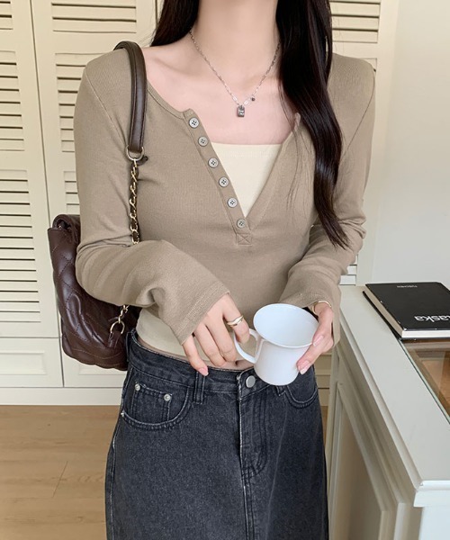 tシャツ 「別注」PENNEY'S / ボディスーツ ヘンリーネック トップス レディース Ray BEAMS（レイ ビームス）【別注】PENNEY'S / ボディスーツ