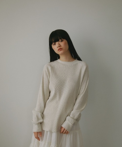 tシャツ ワッフルラグラントップス レディース