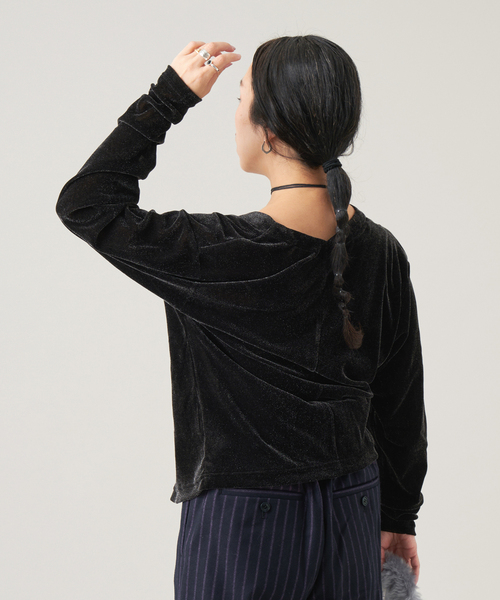 IENA LA BOUCLE カーディガン チュールフロッキーVカーディガン 