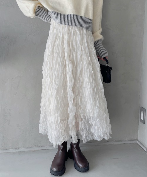 TREOVER スカート 「6色展開」夏までチュールワッシャー
