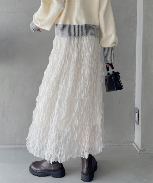 TREOVER スカート 「6色展開」夏までチュールワッシャー