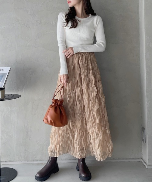 TREOVER スカート 「6色展開」夏までチュールワッシャー
