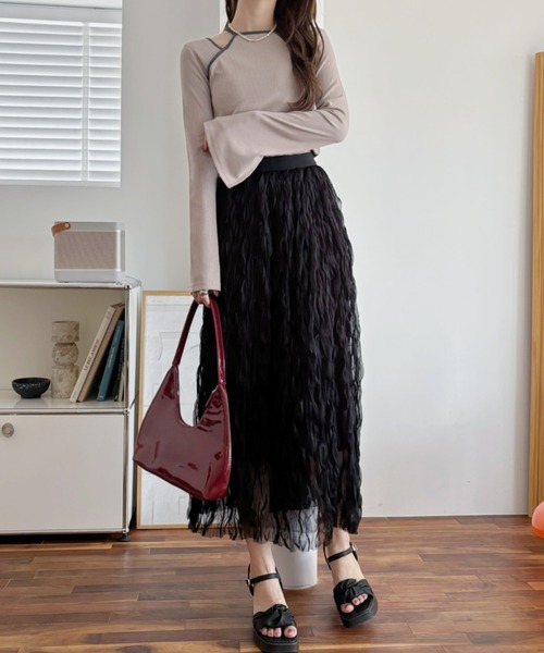 TREOVER スカート 「6色展開」夏までチュールワッシャー
