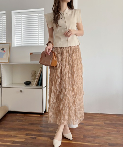 TREOVER スカート 「6色展開」夏までチュールワッシャー