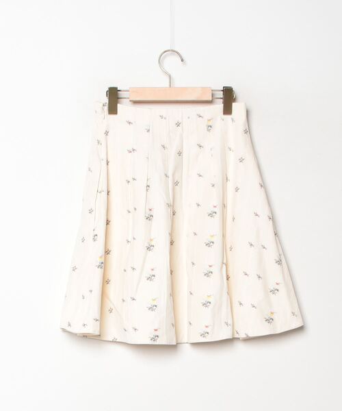 Christian Dior」 花柄フレアスカート 38 ベージュ レディース 