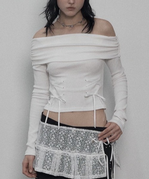 tシャツ 「SETUP‐EXE」CORSET OFF-SHOULDER TOP レディース