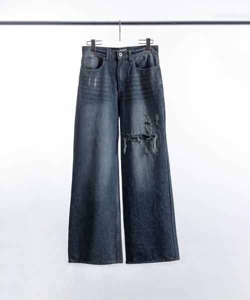 バギージーンズ ダメージデニム セール】damage denim pants/ダメージデニム クラッシュデニム