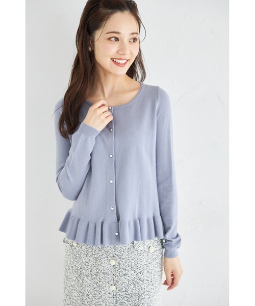 ☆高級シルク100%☆トッカ　ショート丈長袖カーディガン　裾フリル リブニット tocco closet（トッコ クローゼット） カーディガン 「ZOZO限定」裾