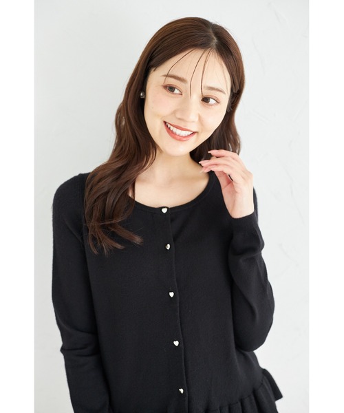 【COTOO/コトゥー】カーディガン　フリル　ボレロ　無地　ブラック　洗える　M tocco closet（トッコ クローゼット） カーディガン 「ZOZO限定」裾